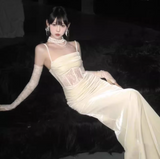 Ndyad atmosphere herringbone sling lace splicing velvet long skirt HZ1024
