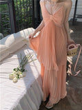 Evafashion A-line V-Neck Suspender Long Beach Dress Holiday Style Summer Fashion Dress HZ1024