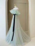 Ndyad Aline Long Prom Dresses, Off Shoulder Formal Long Green Evening Graduation Dresses HZ1024