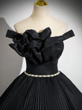 Ndyad Off Shoulder Black Long Prom Dress, Black Long Evening Dress HZ1024