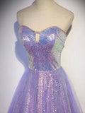 Ndyad sweetheart neck long prom dress purple formal party dress HZ1024