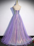 Ndyad sweetheart neck long prom dress purple formal party dress HZ1024