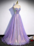 Ndyad sweetheart neck long prom dress purple formal party dress HZ1024
