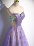 Ndyad sweetheart neck long prom dress purple formal party dress HZ1024