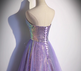 Ndyad sweetheart neck long prom dress purple formal party dress HZ1024