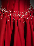 Evafashion A line satin beads long prom dress burgundy evening dress HZ1024