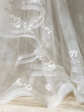 Ndyad V Neck Tulle Lace Long Wedding Dress, Ivory Tulle Wedding Gown HZ1024