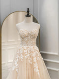 Ndyad line Sweetheart Neck Tulle Lace Long Blue Prom Dresses, Lace Formal Graduation Dresses HZ1024