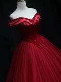 Ndyad off shoulder beads long prom dress burgundy formal dress HZ1024