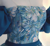 Evafashion A line satin long prom dress blue long evening dress HZ1024