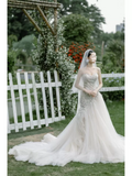 Ndyad Off-white Sweetheart Neckline Tulle lace dress, Off-white formal dress HZ1024