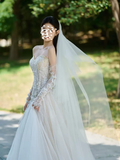 Ndyad Off-white Sweetheart Neckline Tulle lace dress, Off-white formal dress HZ1024