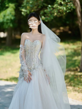 Ndyad Off-white Sweetheart Neckline Tulle lace dress, Off-white formal dress HZ1024