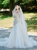 Ndyad Off-white Sweetheart Neckline Tulle lace dress, Off-white formal dress HZ1024