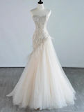 Ndyad Off-white Sweetheart Neckline Tulle lace dress, Off-white formal dress HZ1024