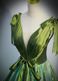 Ndyad v neck green long prom dress, green formal graduation dress HZ1024