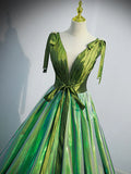 Ndyad v neck green long prom dress, green formal graduation dress HZ1024