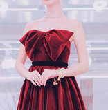 Evafashion A line burgundy long prom dress, velvet bridesmaid dresses HZ1024