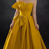 Ndyad satin long prom dress, yellow evening dress HZ1024
