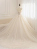 Ndyad tulle sequin beads long prom dress, champagne evening dress HZ1024