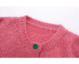 Ndyad Colorful Button Crewneck Knit Cardigan HZ1024