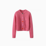 Ndyad Colorful Button Crewneck Knit Cardigan HZ1024