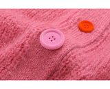 Ndyad Colorful Button Crewneck Knit Cardigan HZ1024
