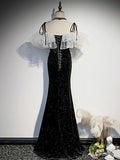 Ndyad Mermaid Long Prom Dress, Black Evening Dress HZ1024