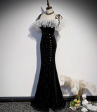 Ndyad Mermaid Long Prom Dress, Black Evening Dress HZ1024