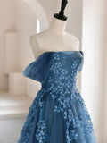 Ndyad Green A-Line Off Shoulder Tulle Lace Long Prom Dress, Green Tulle Formal Dress HZ1024