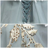 Ndyad Green A-Line Tulle Lace Long Prom Dress, Lace Evening Dress HZ1024