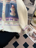 Ndyad snowman jacquard polo collar cardigan HZ1024