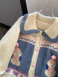 Ndyad snowman jacquard polo collar cardigan HZ1024