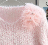 Ndyad 3D Flower Faux Mink Sweater HZ1024
