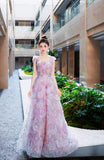 Ndyad A-line Tulle Sequined Long Prom Dress,Purple Evening Dress HZ1024