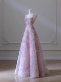 Ndyad A-line Tulle Sequined Long Prom Dress,Purple Evening Dress HZ1024