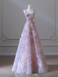 Ndyad A-line Tulle Sequined Long Prom Dress,Purple Evening Dress HZ1024