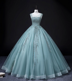 Evafashion A-line mesh sequins formal long dress, green sequins evening dress HZ1024