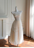Ndyad A-line Tulle Short Formal Dress, Apricot Homecoming Dress HZ1024