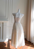 Ndyad A-line Tulle Short Formal Dress, Apricot Homecoming Dress HZ1024