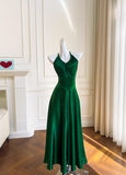 Ndyad A-line V-neck Satin Short Formal Dress, Green Homecoming Dress HZ1024