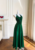 Ndyad A-line V-neck Satin Short Formal Dress, Green Homecoming Dress HZ1024