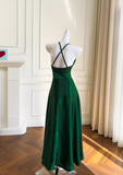 Ndyad A-line V-neck Satin Short Formal Dress, Green Homecoming Dress HZ1024