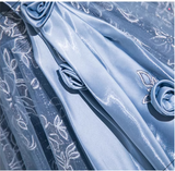 Evafashion A-line Off-shoulder Tulle Satin Long Prom Dress, Blue Evening Dress HZ1024