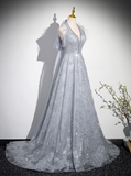 Ndyad V-neck mesh sequin long prom dress, evening dress HZ1024