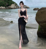 Evafashion retro lace seaside holiday purple dress HZ1024