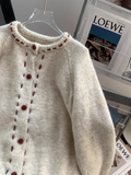 Ndyad round neck retro knitted cardigan HZ1024