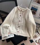 Ndyad round neck retro knitted cardigan HZ1024