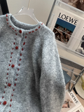 Ndyad round neck retro knitted cardigan HZ1024