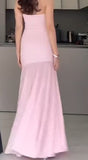 Ndyad Mermaid Pink Long Prom Dresses Formal Graduation Party Dress Evening Dress HZ1024